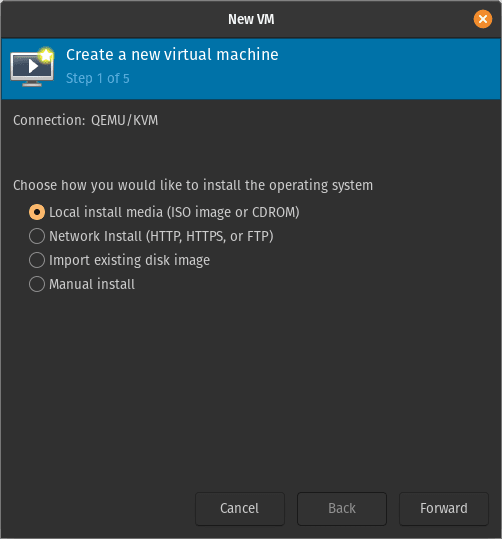 Prompt to create a new virtual machine