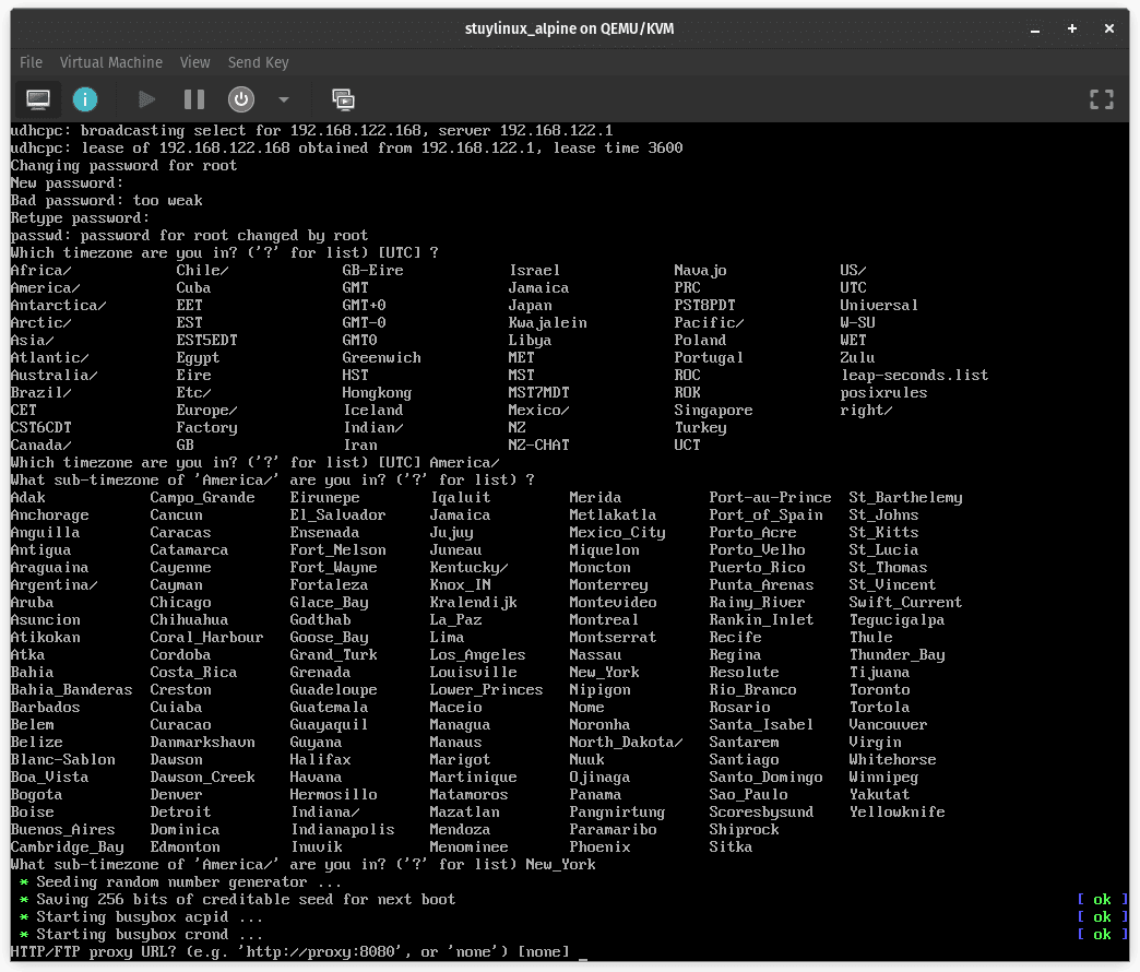 Terminal output