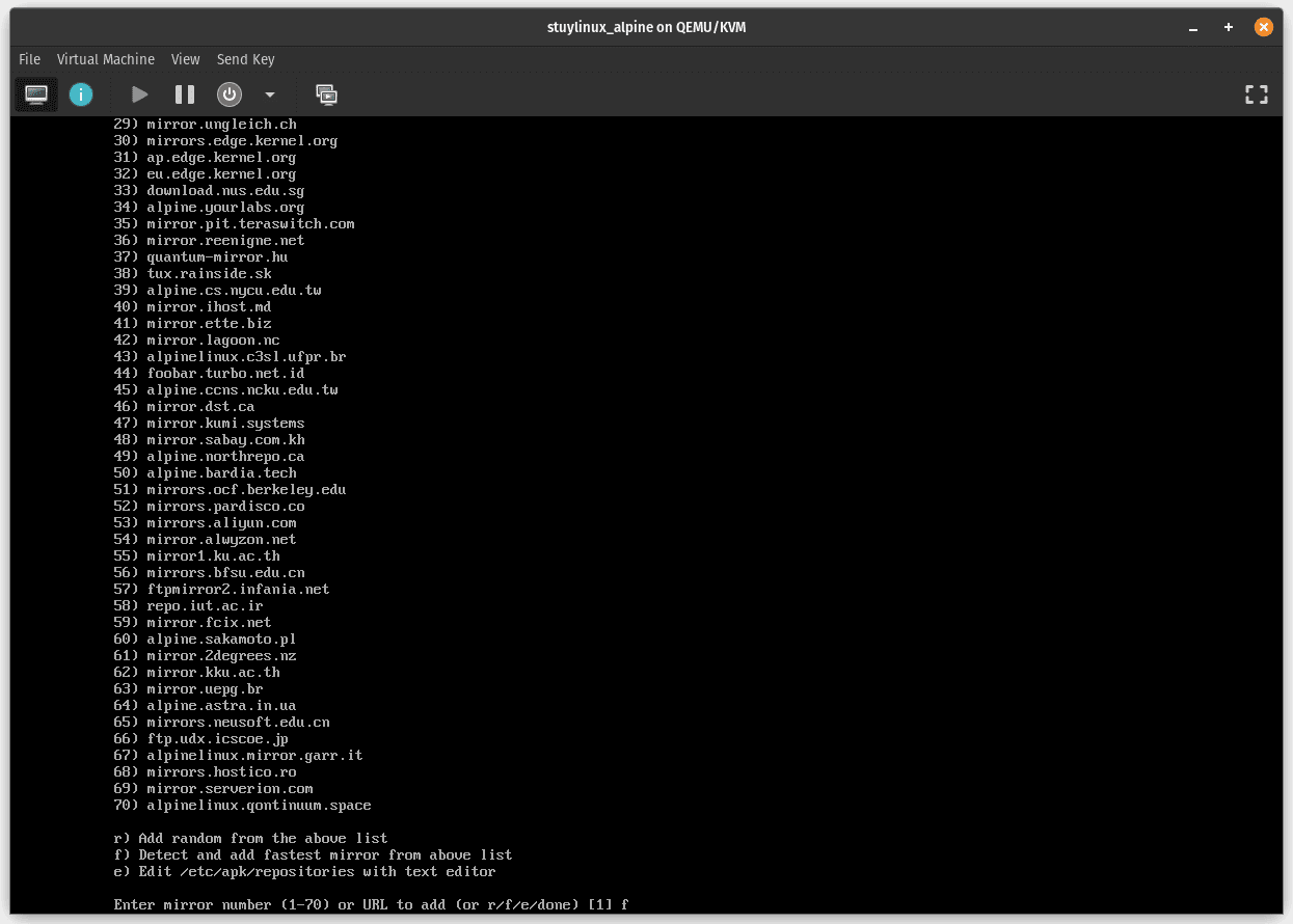 Terminal output