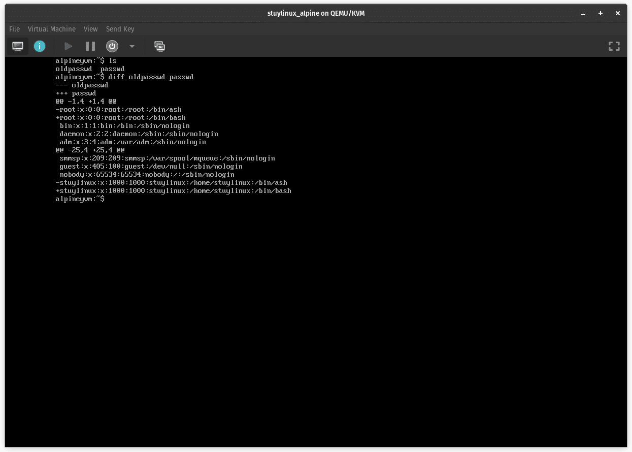 Terminal output